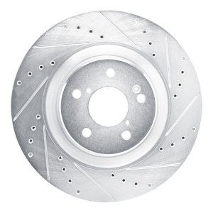 Acura MDX Brake Rotor (1) - Front Right - R1 Concepts - Drilled & Slotted - Silver - `22-`26 Acura MDX Brake Rotor (1) - Front Right - R1 Concepts - Drilled & Slotted - Silver - `22-`26